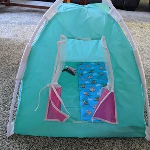 American girl doll tent with sleeping bag.